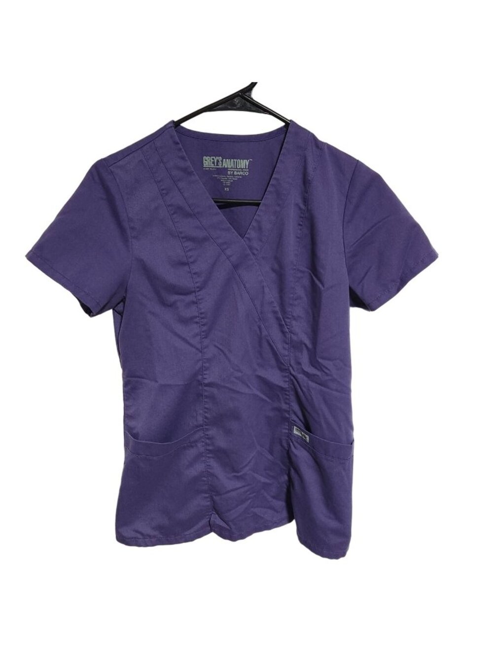 Greys Anatomy Scrub Top Womens Size XS Purple Nursing Medical Work Uniform